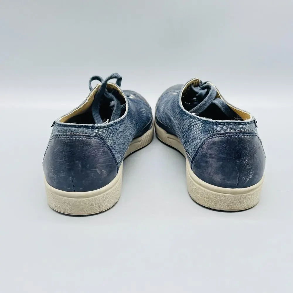 Mephisto Shoes Womens 7 Blue Leather Runoff Snake Print Low Top Lace Up Sneakers - Picture 6 of 11